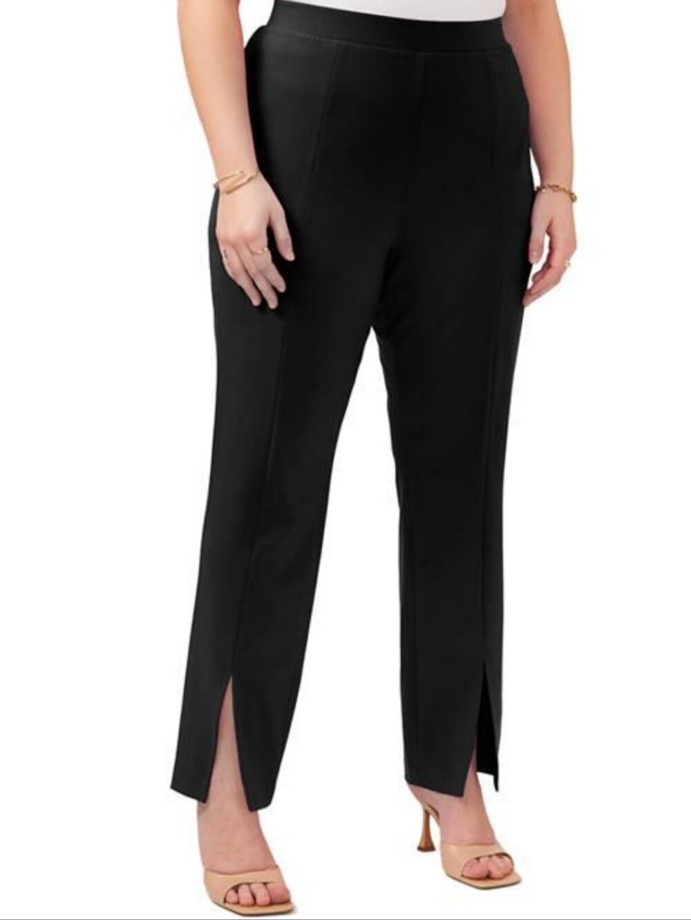1 STATE Women’s Plus Size Front Slit Pants In Black Size 18W